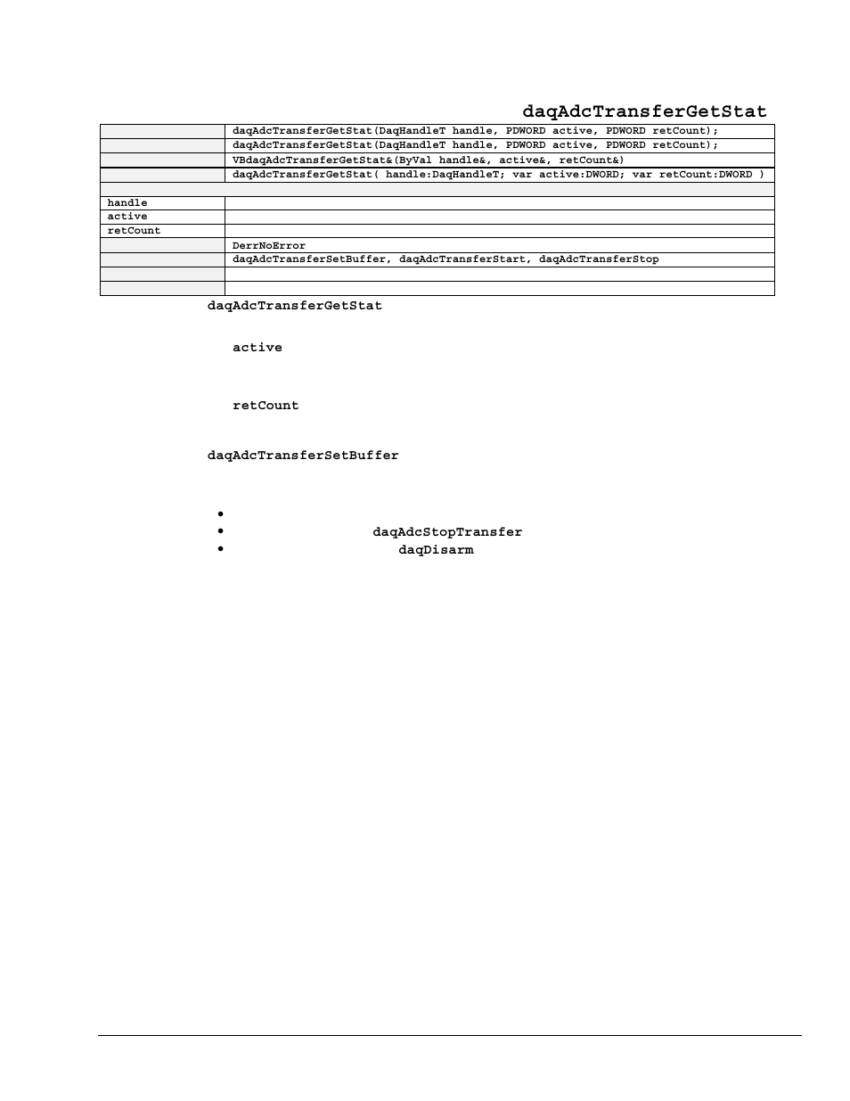 Daqadctransfergetstat | Measurement Computing TempBook rev.3.0 User Manual | Page 141 / 166