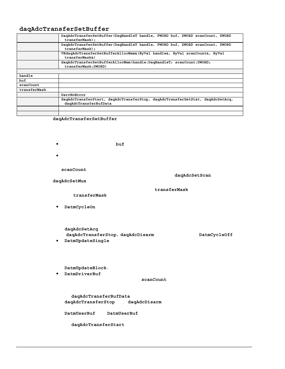 Daqadctransfersetbuffer | Measurement Computing TempBook rev.3.0 User Manual | Page 142 / 166