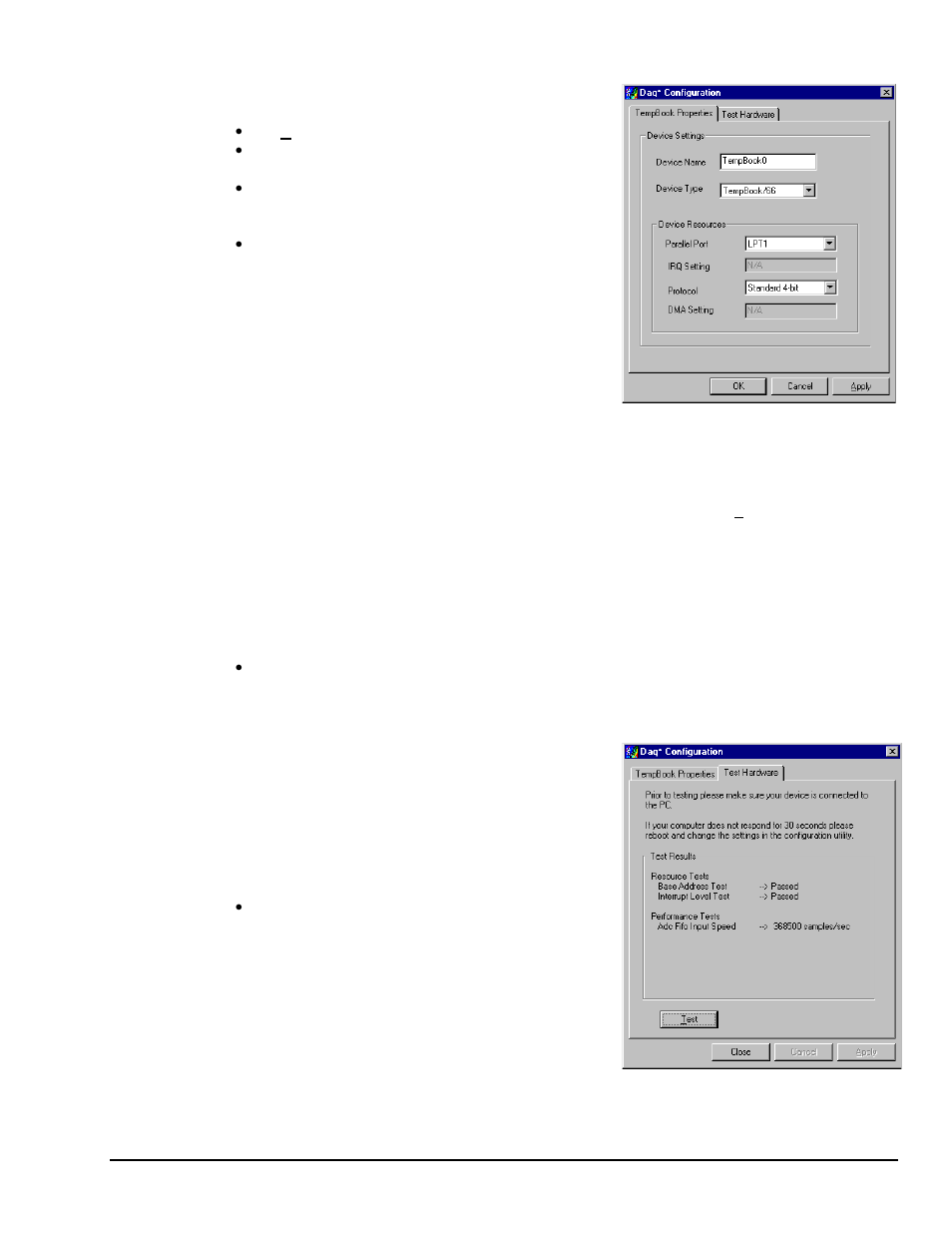 Resource tests, Performance tests | Measurement Computing TempBook rev.3.0 User Manual | Page 17 / 166