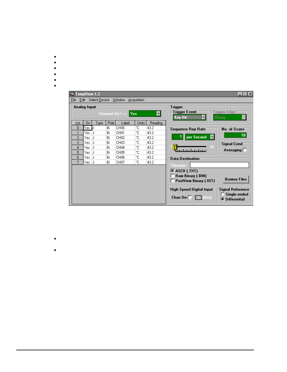 Tempview components, Analog input spreadsheet | Measurement Computing TempBook rev.3.0 User Manual | Page 20 / 166