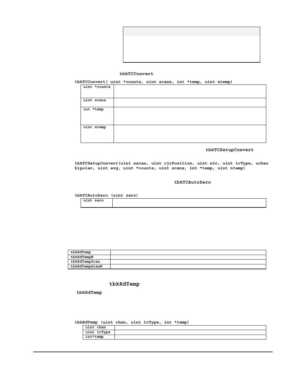 High-level thermocouple measurement functions, Single-channel measurement (tbkrdtemp) | Measurement Computing TempBook rev.3.0 User Manual | Page 59 / 166
