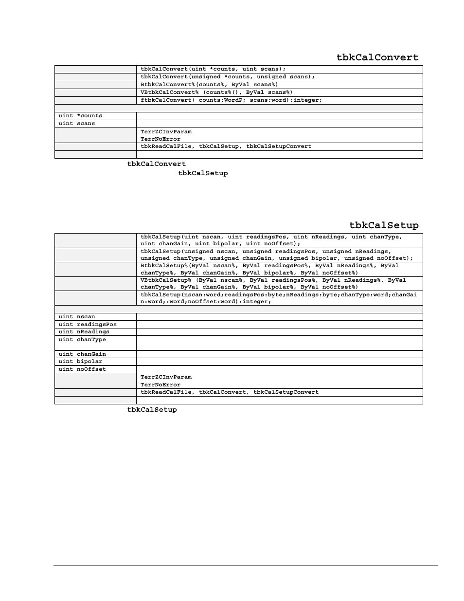 Tbkcalconvert, Tbkcalsetup | Measurement Computing TempBook rev.3.0 User Manual | Page 63 / 166