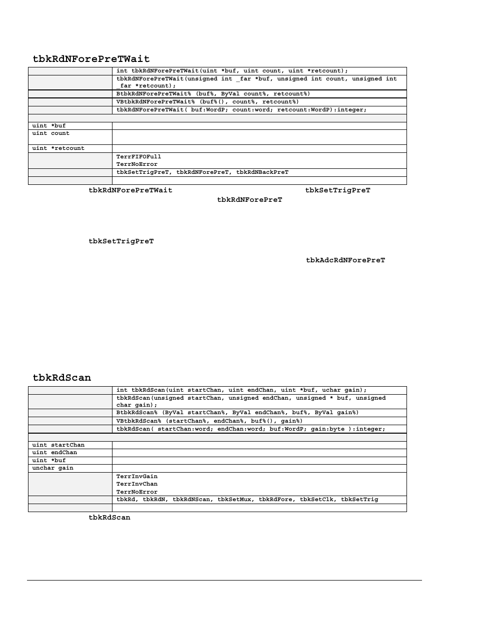 Tbkrdnforepretwait, Tbkrdscan | Measurement Computing TempBook rev.3.0 User Manual | Page 74 / 166