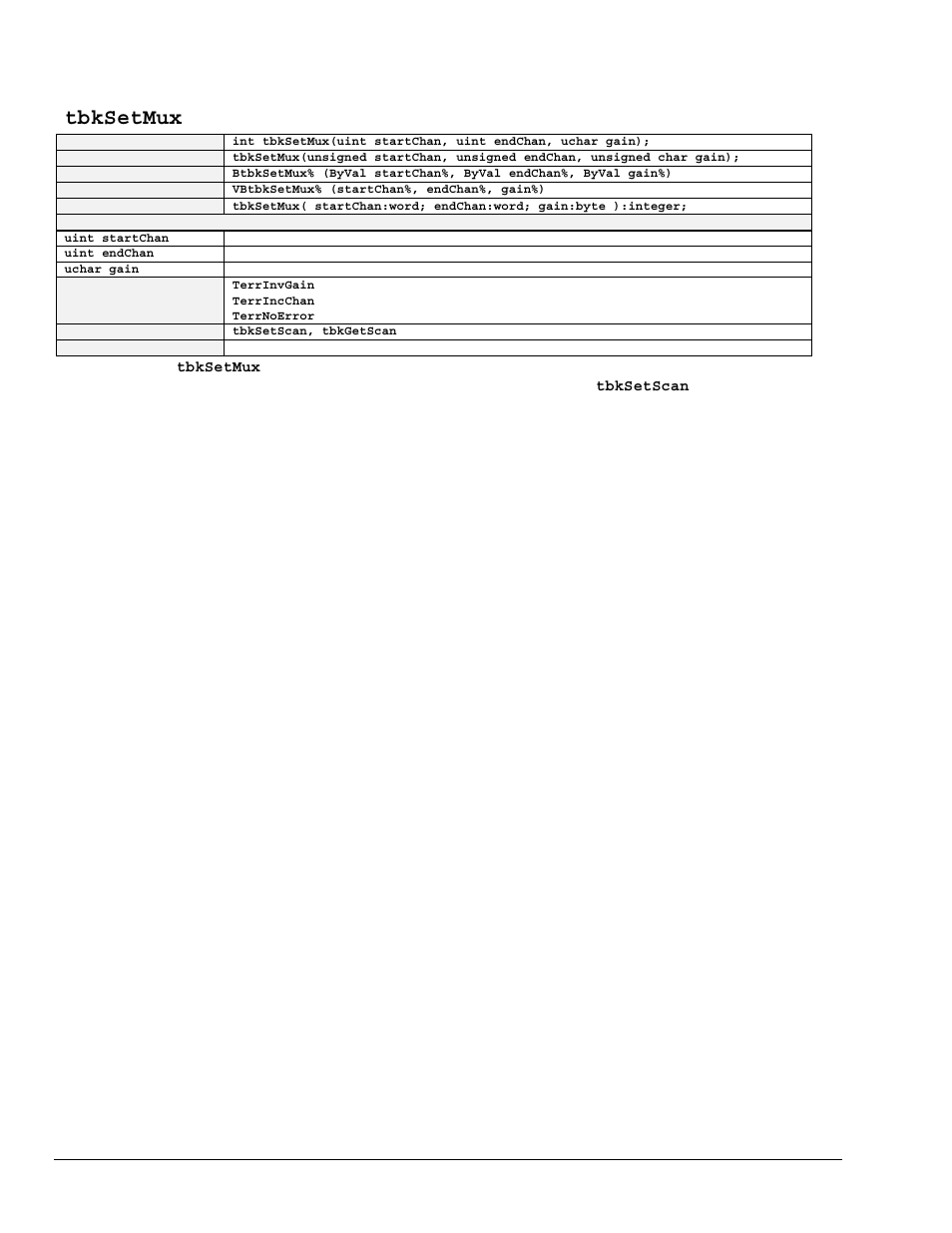 Tbksetmux | Measurement Computing TempBook rev.3.0 User Manual | Page 82 / 166