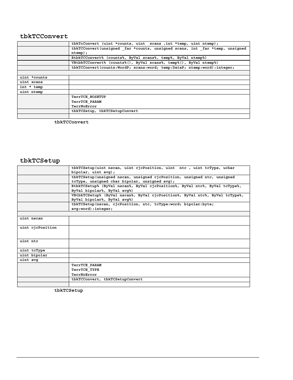 Tbktcconvert, Tbktcsetup | Measurement Computing TempBook rev.3.0 User Manual | Page 88 / 166