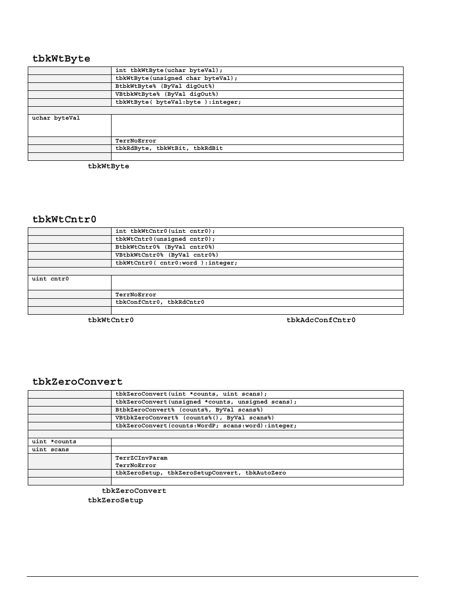 Tbkwtbyte, Tbkwtcntr0, Tbkzeroconvert | Measurement Computing TempBook rev.3.0 User Manual | Page 90 / 166