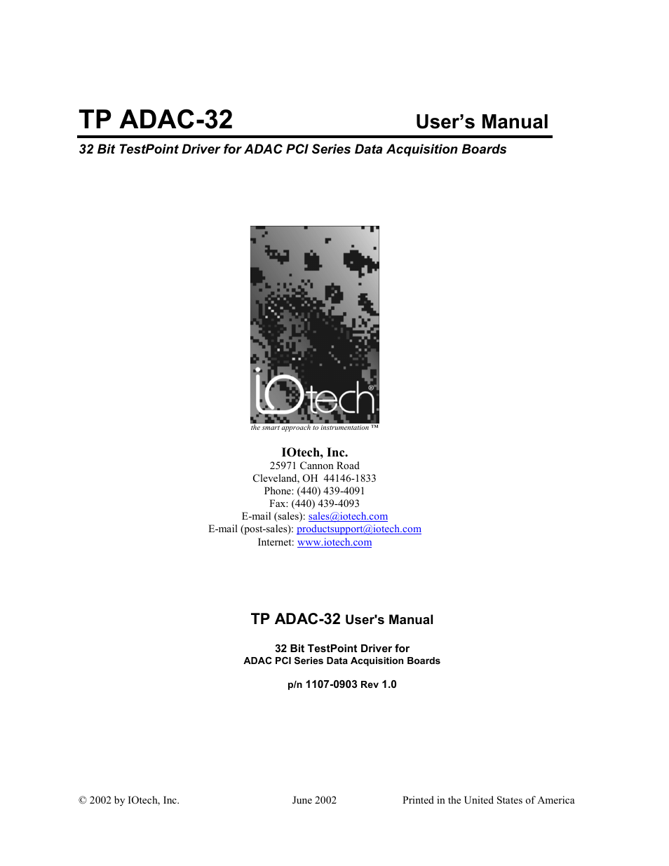 Measurement Computing TP ADAC-32 rev.1.0 User Manual | 47 pages