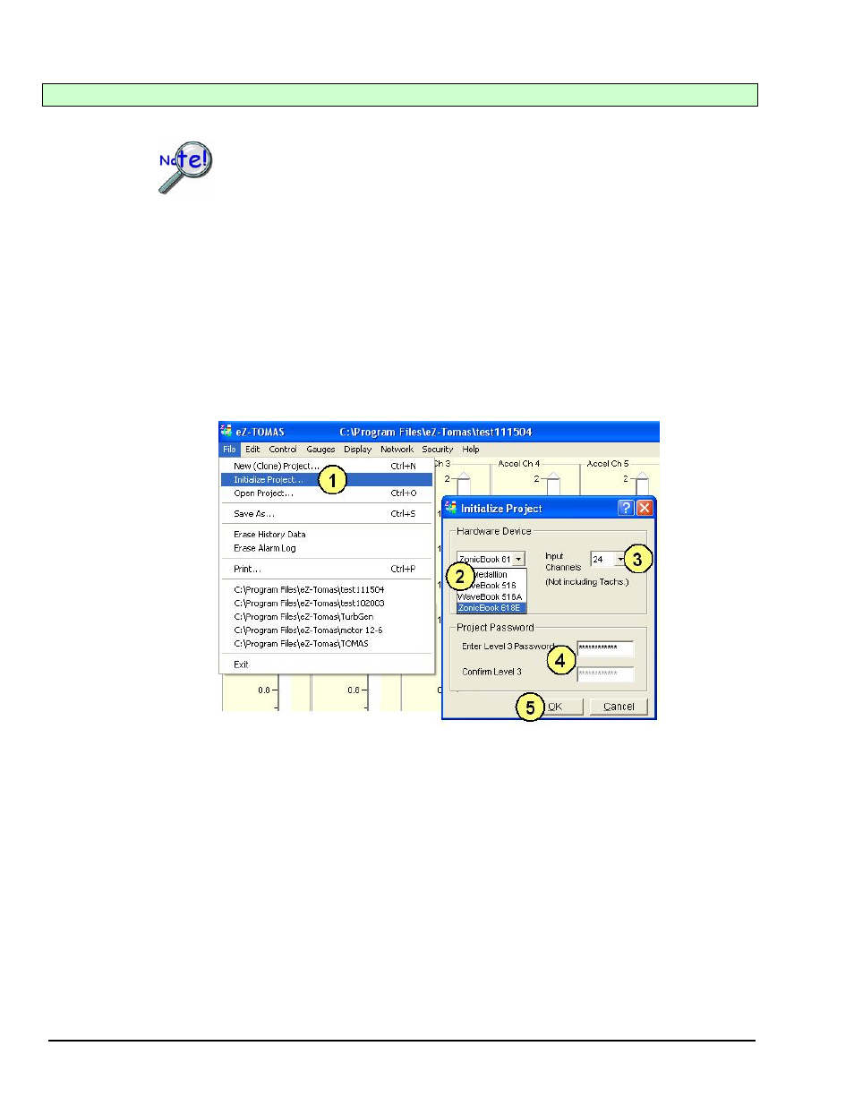 Using “initialize project | Measurement Computing eZ-TOMAS rev.11.0 User Manual | Page 16 / 94