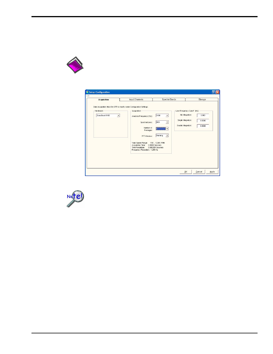 Configuring the project, Acquisition tab, Input channels tab | Spectral bands tab, Storage tab | Measurement Computing eZ-TOMAS rev.11.0 User Manual | Page 19 / 94