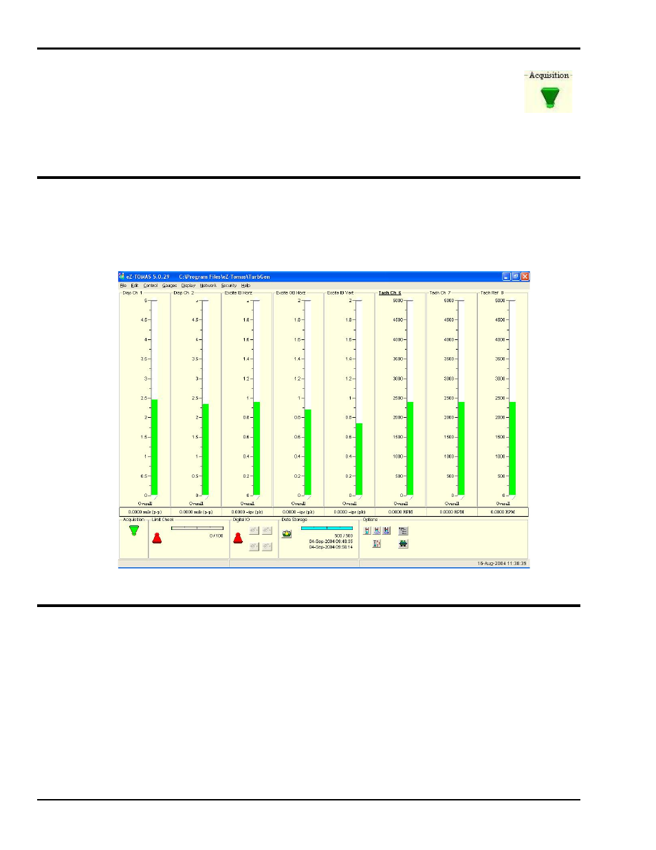 Starting an acquisition, Viewing spectral bands, Plotting data | Multiple plots | Measurement Computing eZ-TOMAS rev.11.0 User Manual | Page 20 / 94