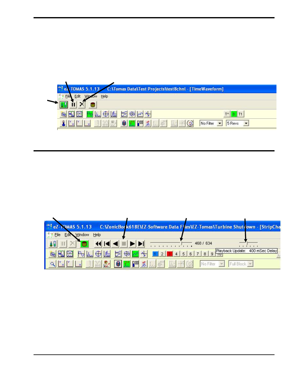 Real time” plot controls, History data” plot controls | Measurement Computing eZ-TOMAS rev.11.0 User Manual | Page 55 / 94