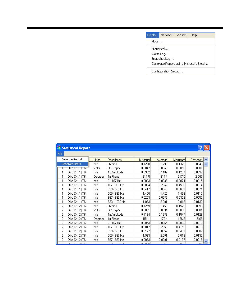 Ch 8 - display menu . . . reports, Statistical report, Display menu . . . reports 8 | Measurement Computing eZ-TOMAS rev.11.0 User Manual | Page 73 / 94