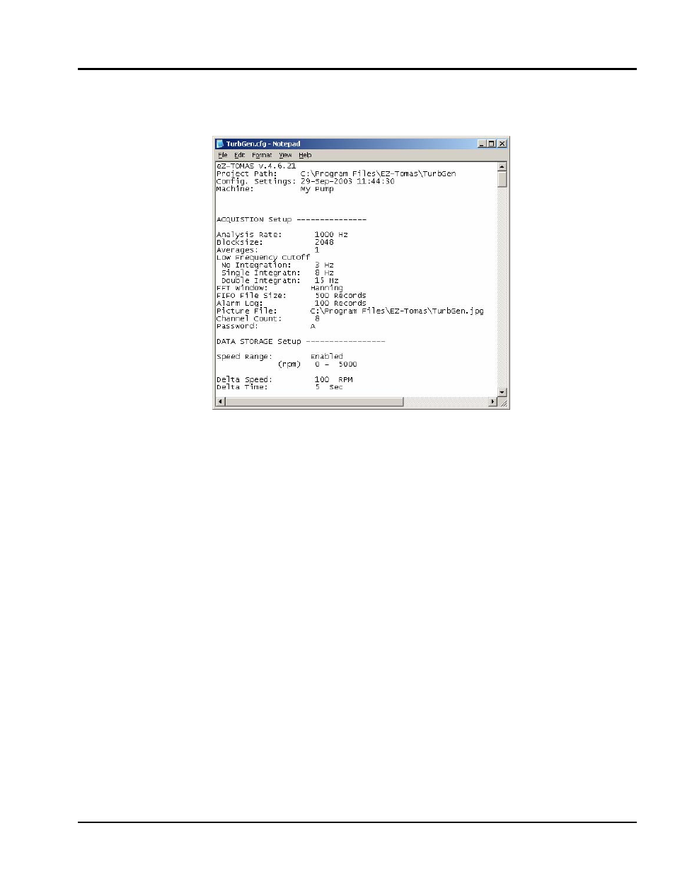 Configuration setup [.txt file, Configuration setup | Measurement Computing eZ-TOMAS rev.11.0 User Manual | Page 87 / 94