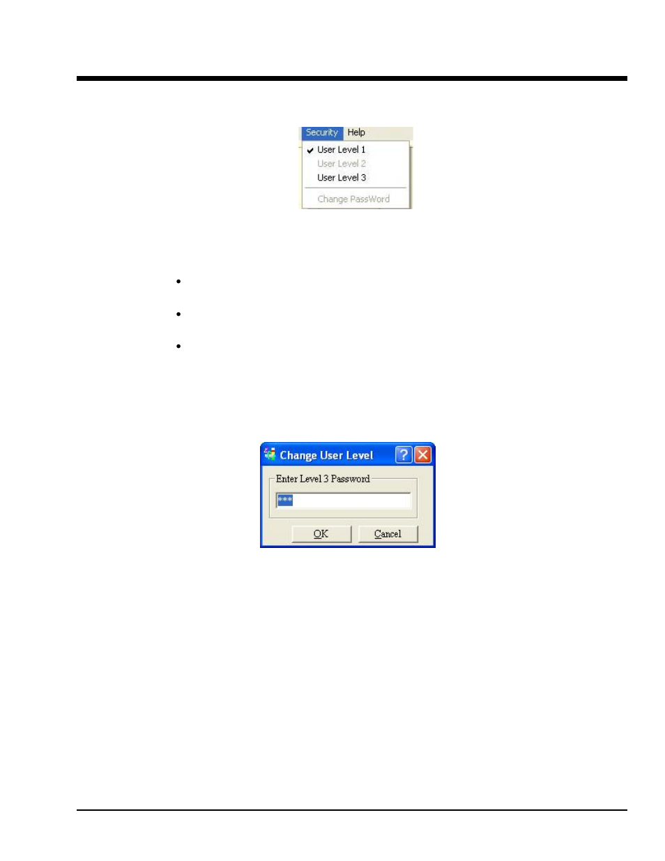 Ch 10 - security menu [in gauge window, Security menu | Measurement Computing eZ-TOMAS rev.11.0 User Manual | Page 91 / 94