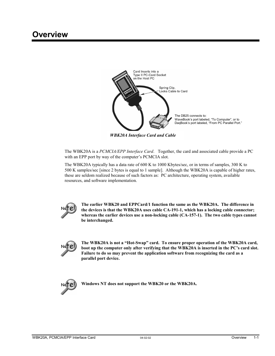 Ch 1 - overview, Ch 1 – overview …… 1-1, Overview | Measurement Computing WBK20A User Manual | Page 5 / 38