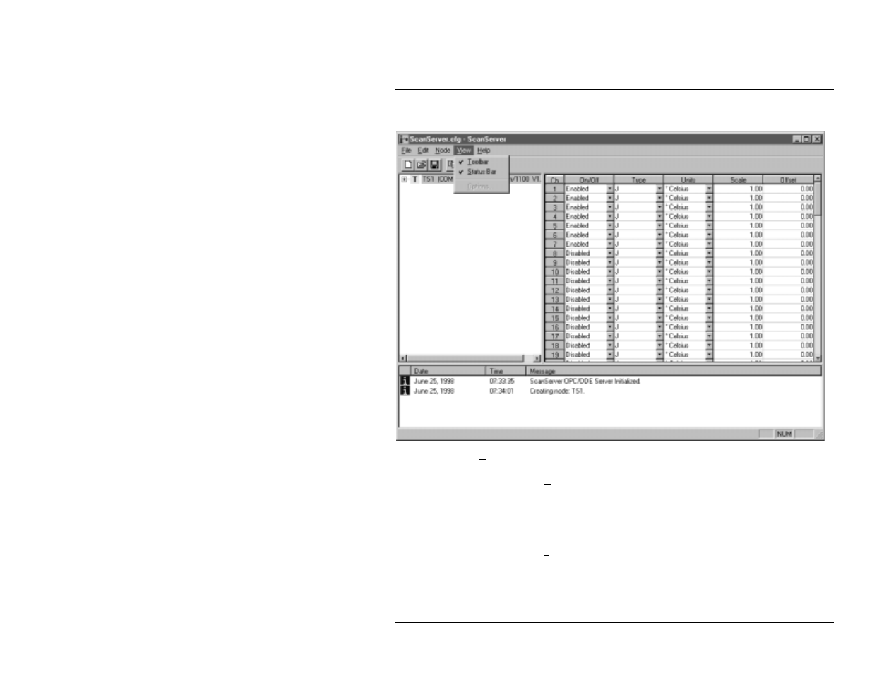 Options, View menu | Measurement Computing ScanServer rev.2.0 User Manual | Page 25 / 42