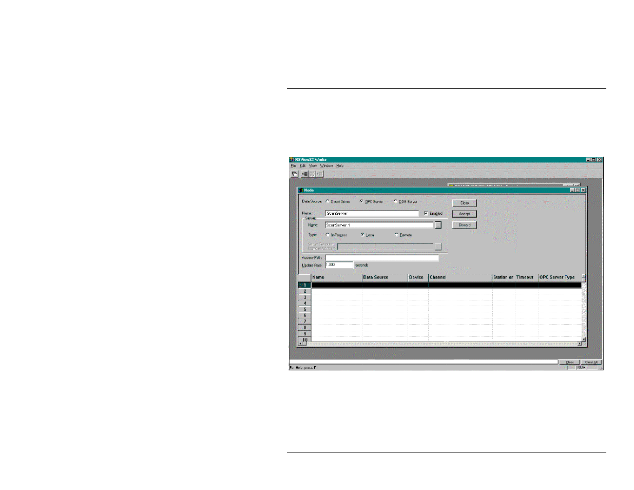 Using rsview32 6.0 with scanserver and opc, Procedures | Measurement Computing ScanServer rev.2.0 User Manual | Page 29 / 42