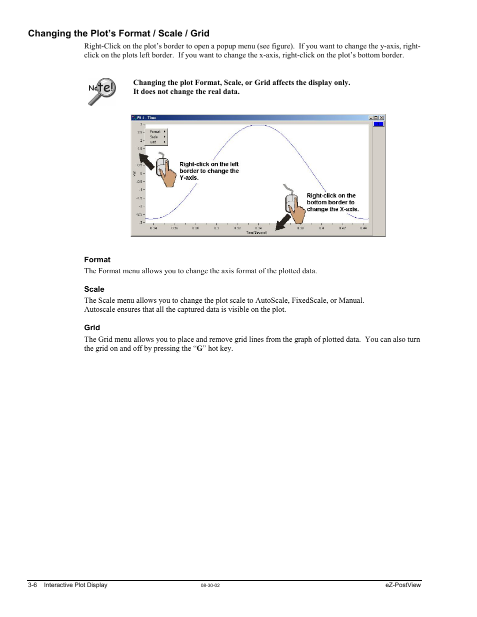 Changing the plot’s format / scale / grid | Measurement Computing eZ-PostView rev.2.0 User Manual | Page 31 / 144