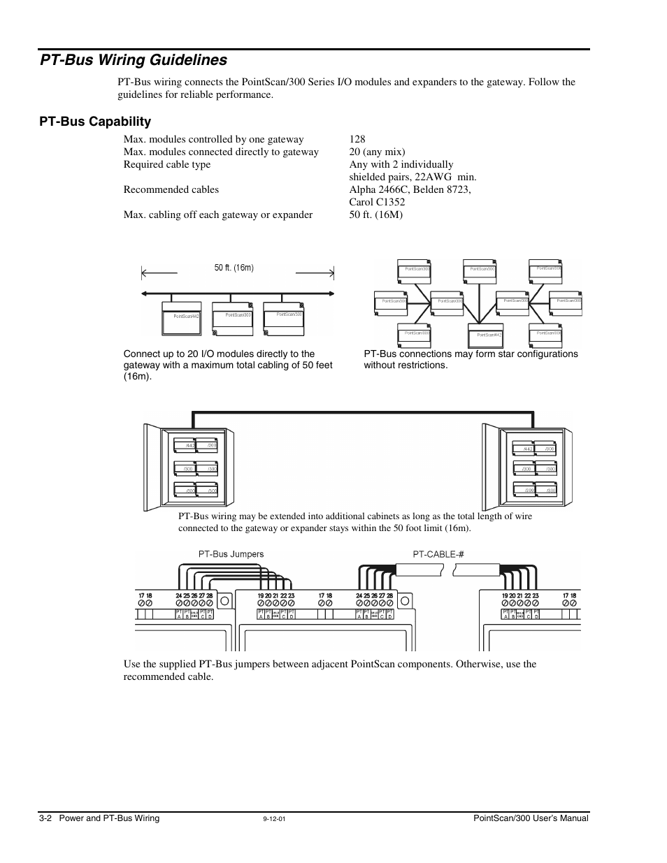 Pt-bus wiring guidelines, Pt-bus capability, Pt-bus wiring guidelines -2 | Pt-bus capability -2 | Measurement Computing PointScan 300 Series rev.1.0 User Manual | Page 16 / 42