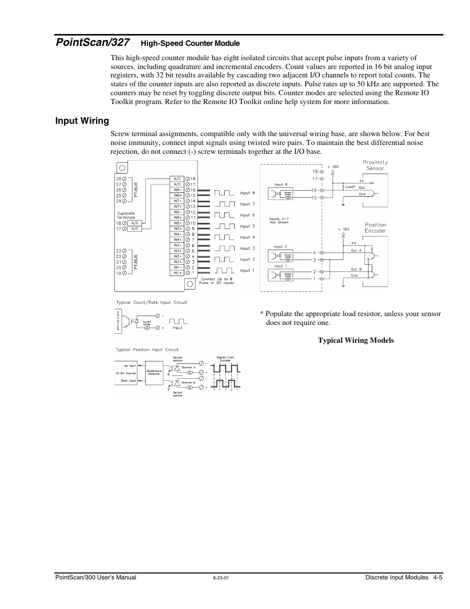 Pointscan/327, Input wiring, Pointscan | 327 high-speed counter, Module, Input wiring -5 | Measurement Computing PointScan 300 Series rev.1.0 User Manual | Page 21 / 42