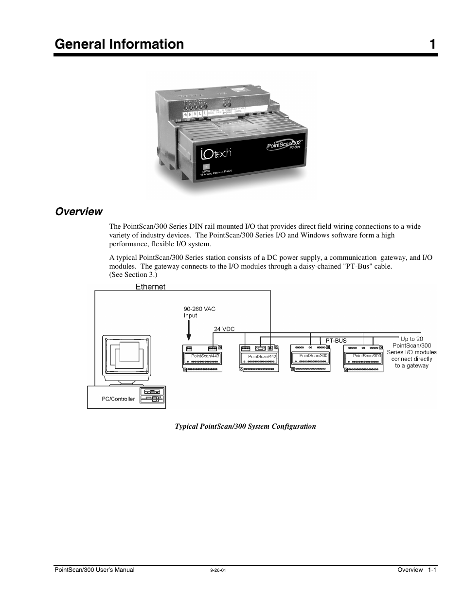 Ch 1 - general information, Overview, 1 – general information | Overview …… 1-1, General information 1 | Measurement Computing PointScan 300 Series rev.1.0 User Manual | Page 7 / 42