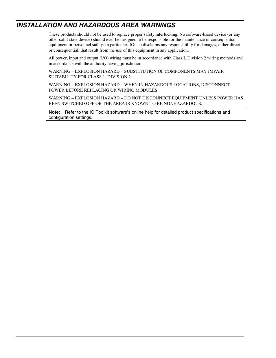 Installation and hazardous area warnings | Measurement Computing PointScan 200 Series rev.1.0 User Manual | Page 4 / 36