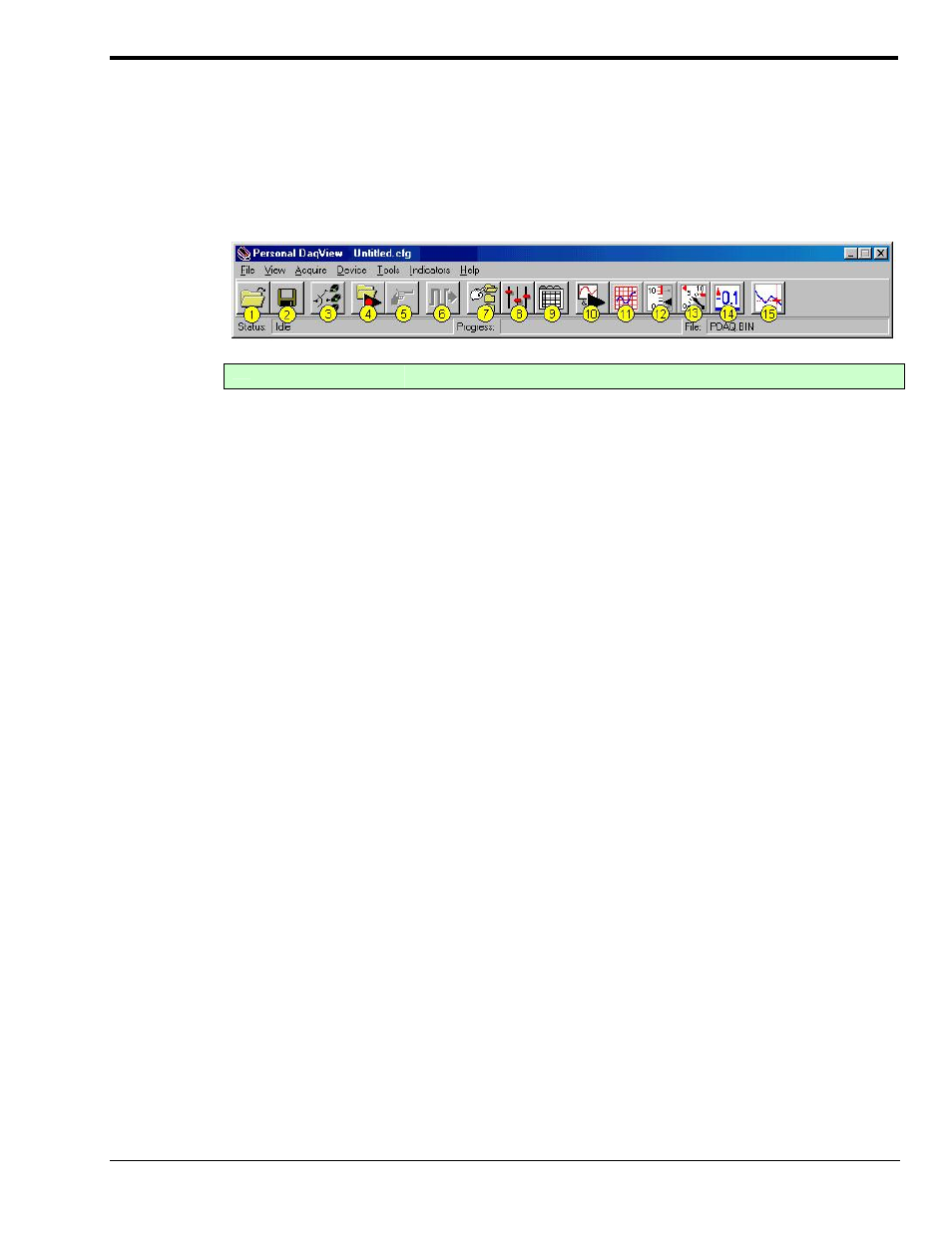 Main control window, Toolbar buttons | Measurement Computing Personal Daq rev.6.0 User Manual | Page 45 / 170