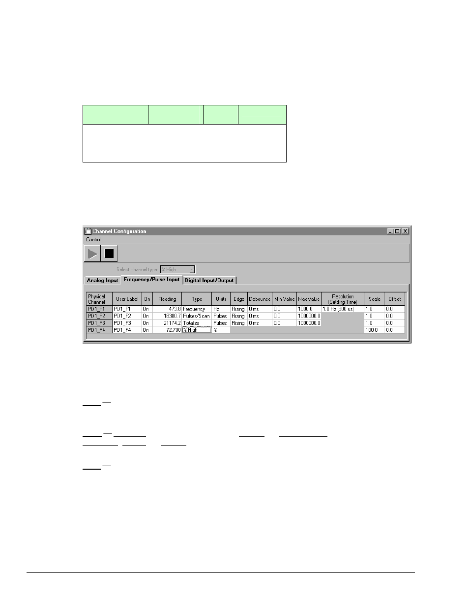 Frequency/pulse input spreadsheet | Measurement Computing Personal Daq rev.6.0 User Manual | Page 54 / 170