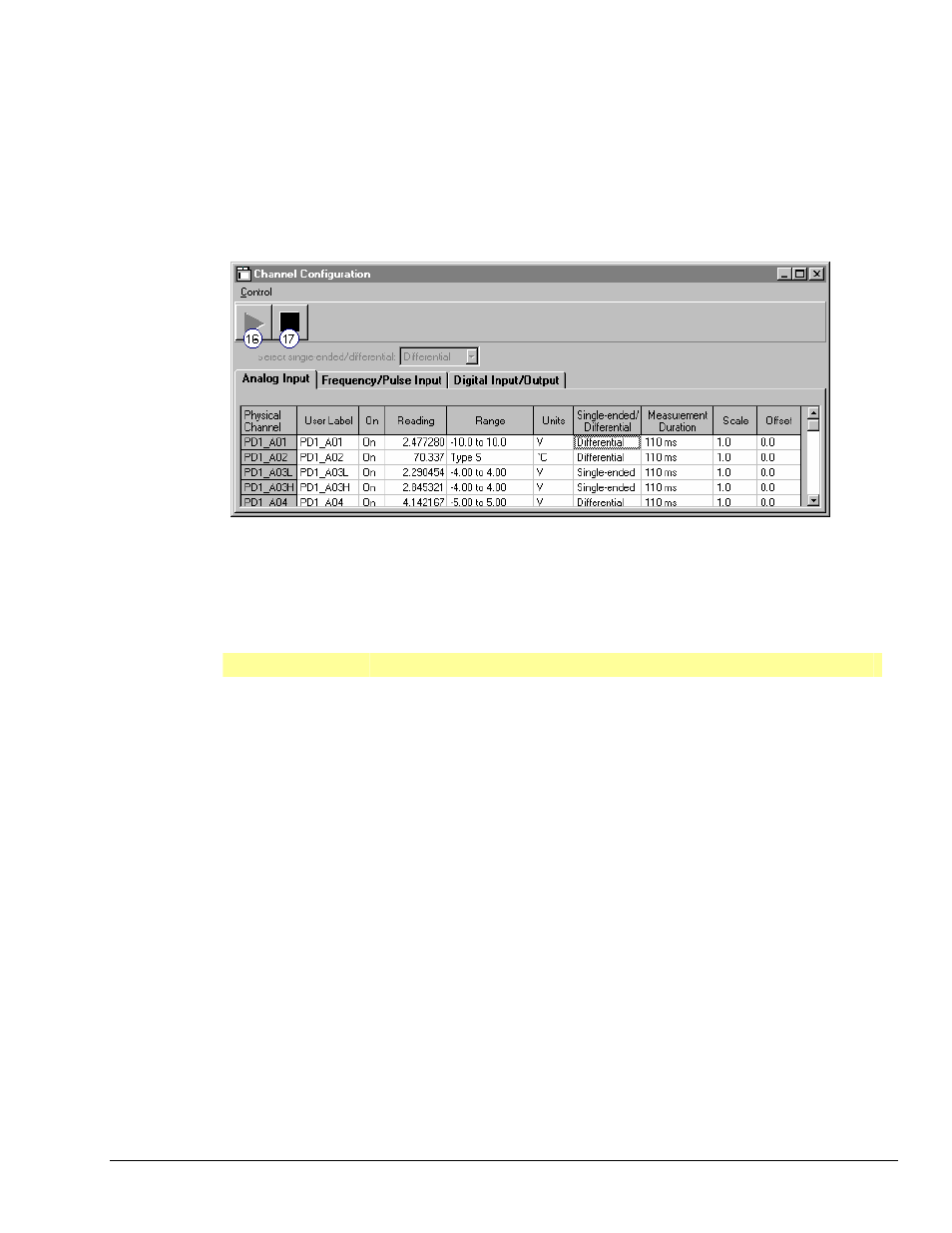 Channel configuration window | Measurement Computing Personal Daq rev.6.0 User Manual | Page 89 / 170