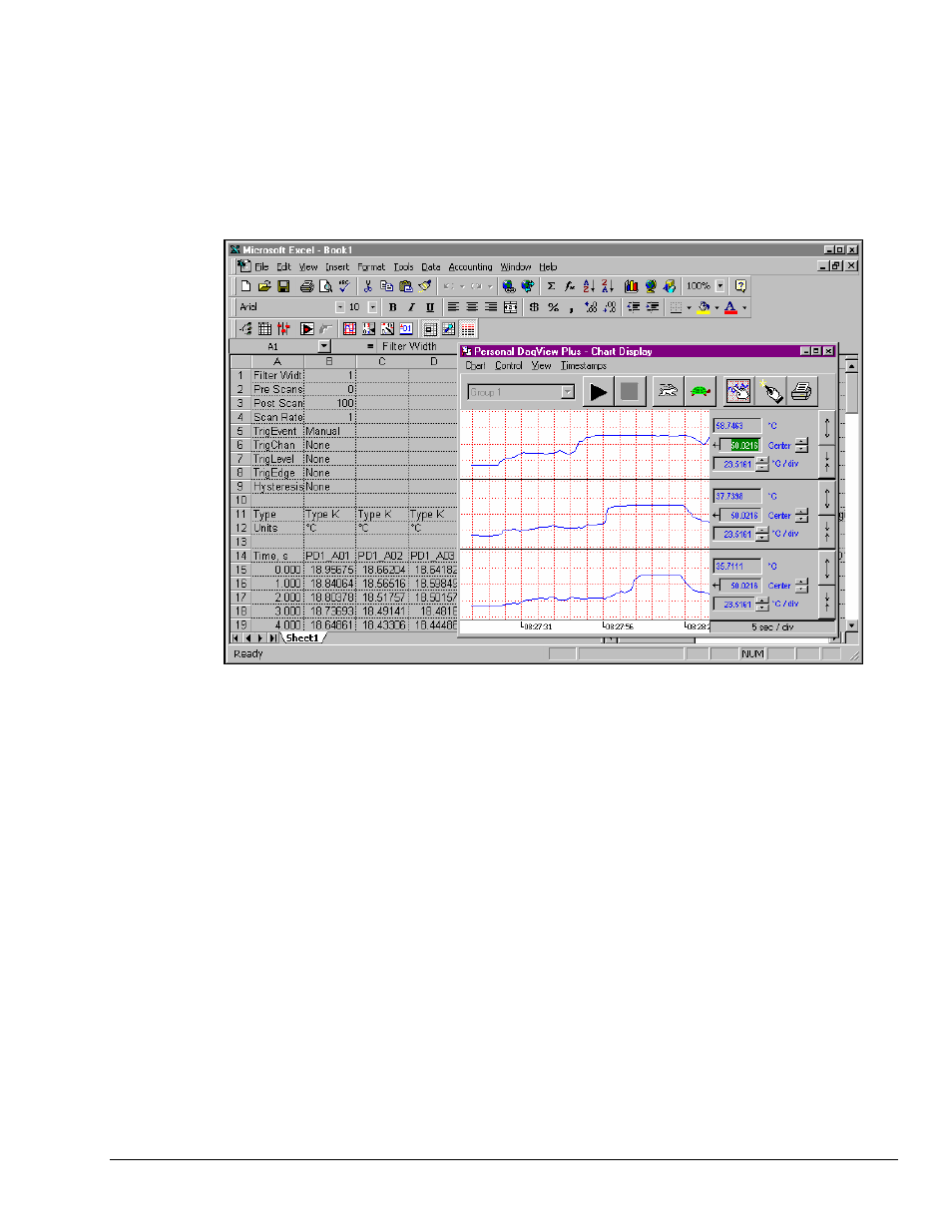 Real-time charting | Measurement Computing Personal Daq rev.6.0 User Manual | Page 93 / 170