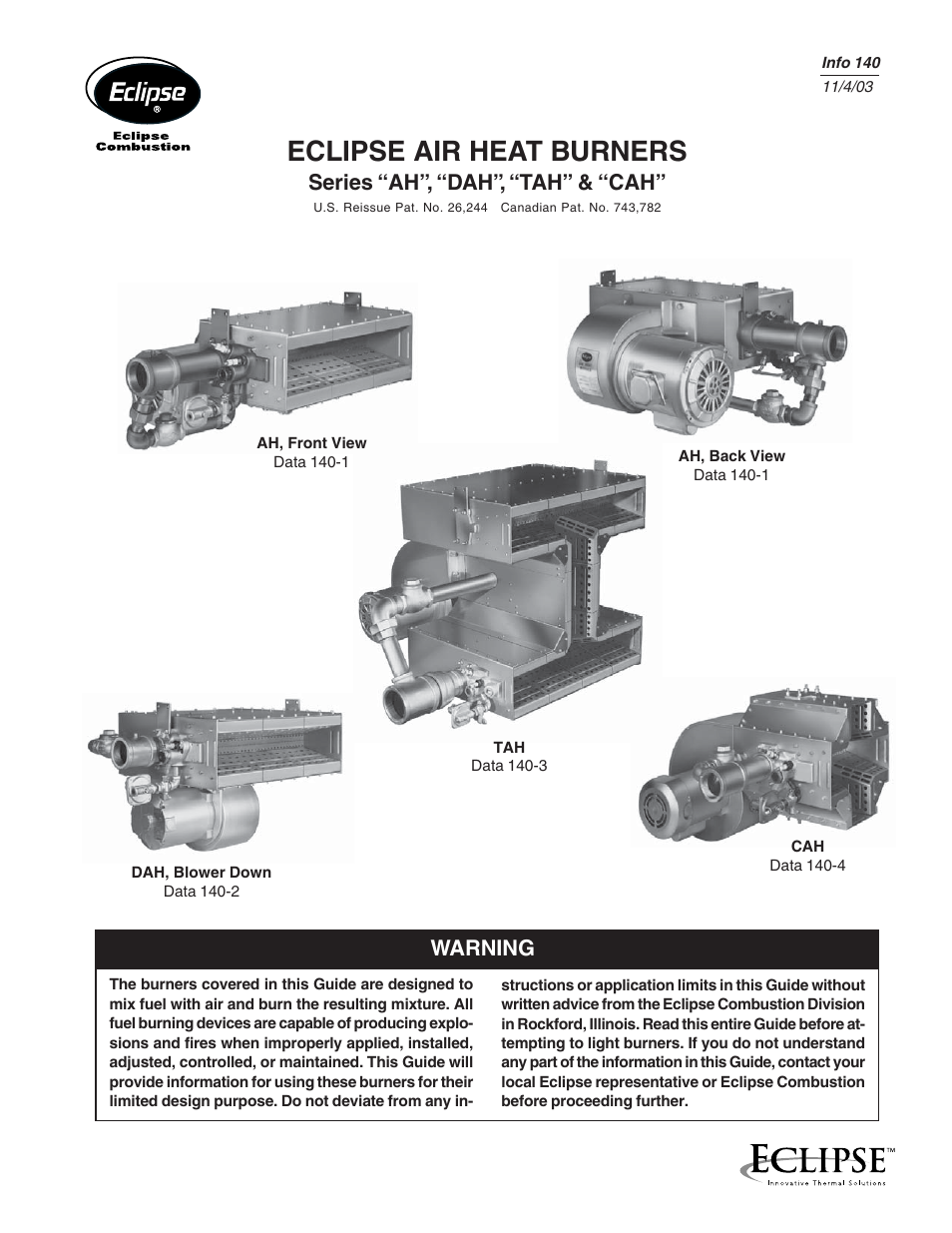 Eclipse Combustion AH User Manual | 8 pages