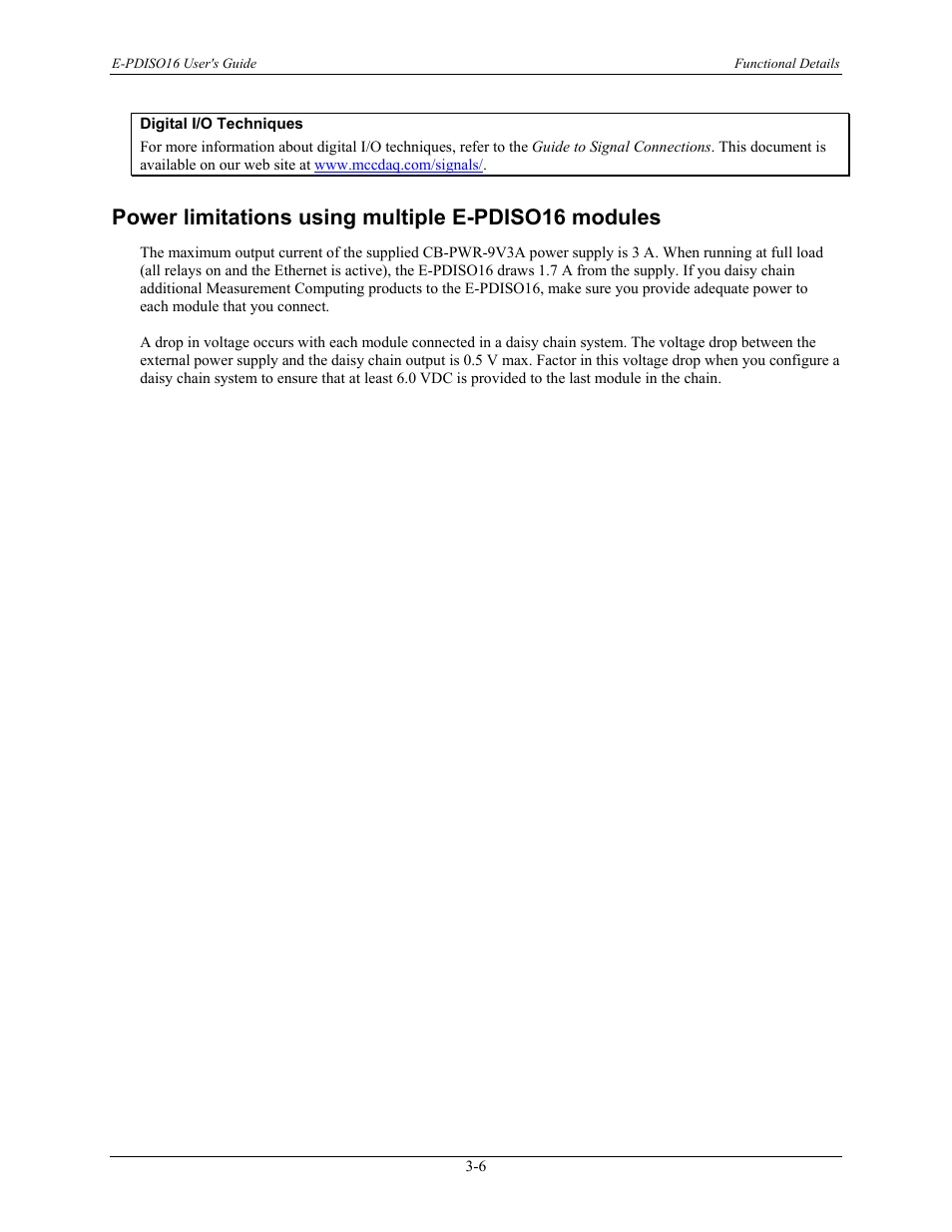 Power limitations using multiple e-pdiso16 modules | Measurement Computing E-PDISO16 User Manual | Page 19 / 28