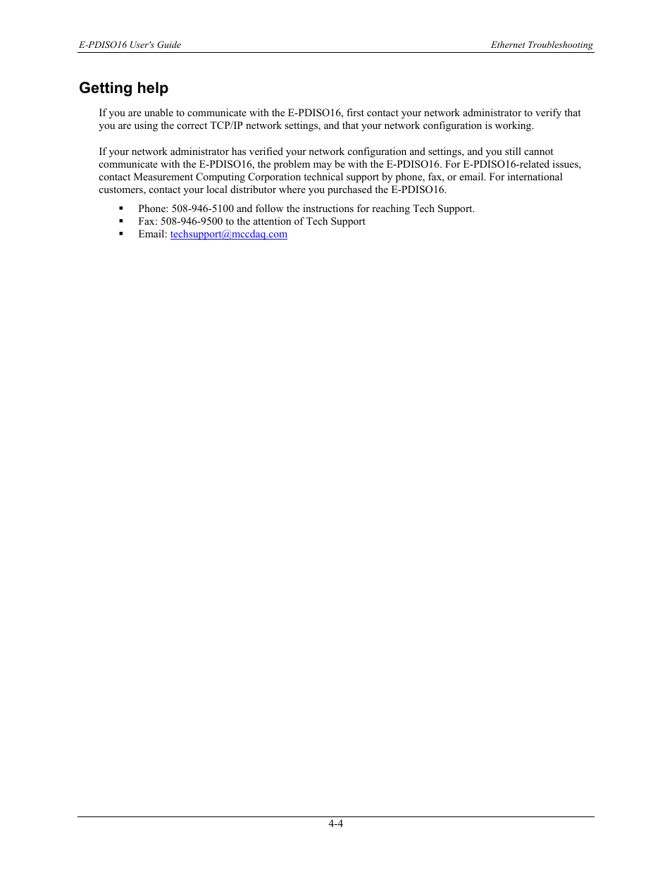 Getting help, Getting help -4, Ge 4-3 fo | R to | Measurement Computing E-PDISO16 User Manual | Page 23 / 28