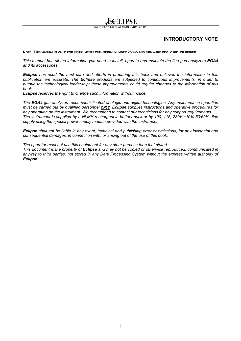 Eclipse Combustion EGA4 User Manual | Page 2 / 50