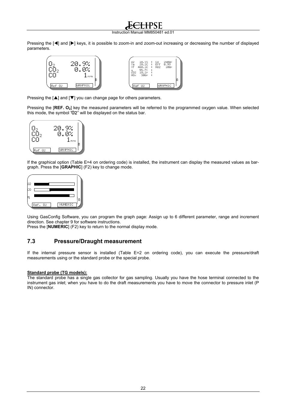 Pressure/draught measurement, 9% co, 0% co 1 | 3 pressure/draught measurement | Eclipse Combustion EGA4 User Manual | Page 22 / 50