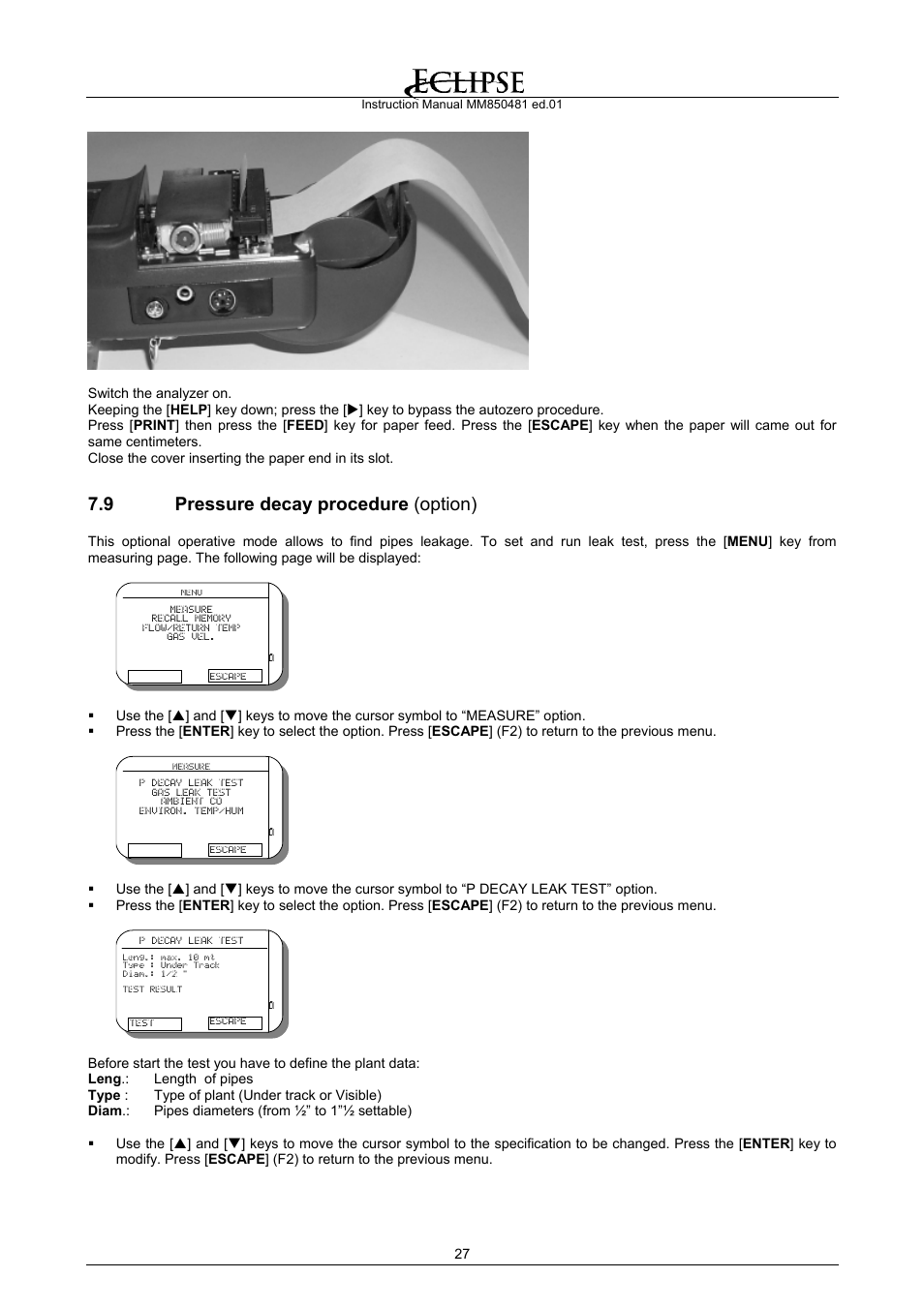 Pressure decay procedure (option), 9 pressure decay procedure (option) | Eclipse Combustion EGA4 User Manual | Page 27 / 50