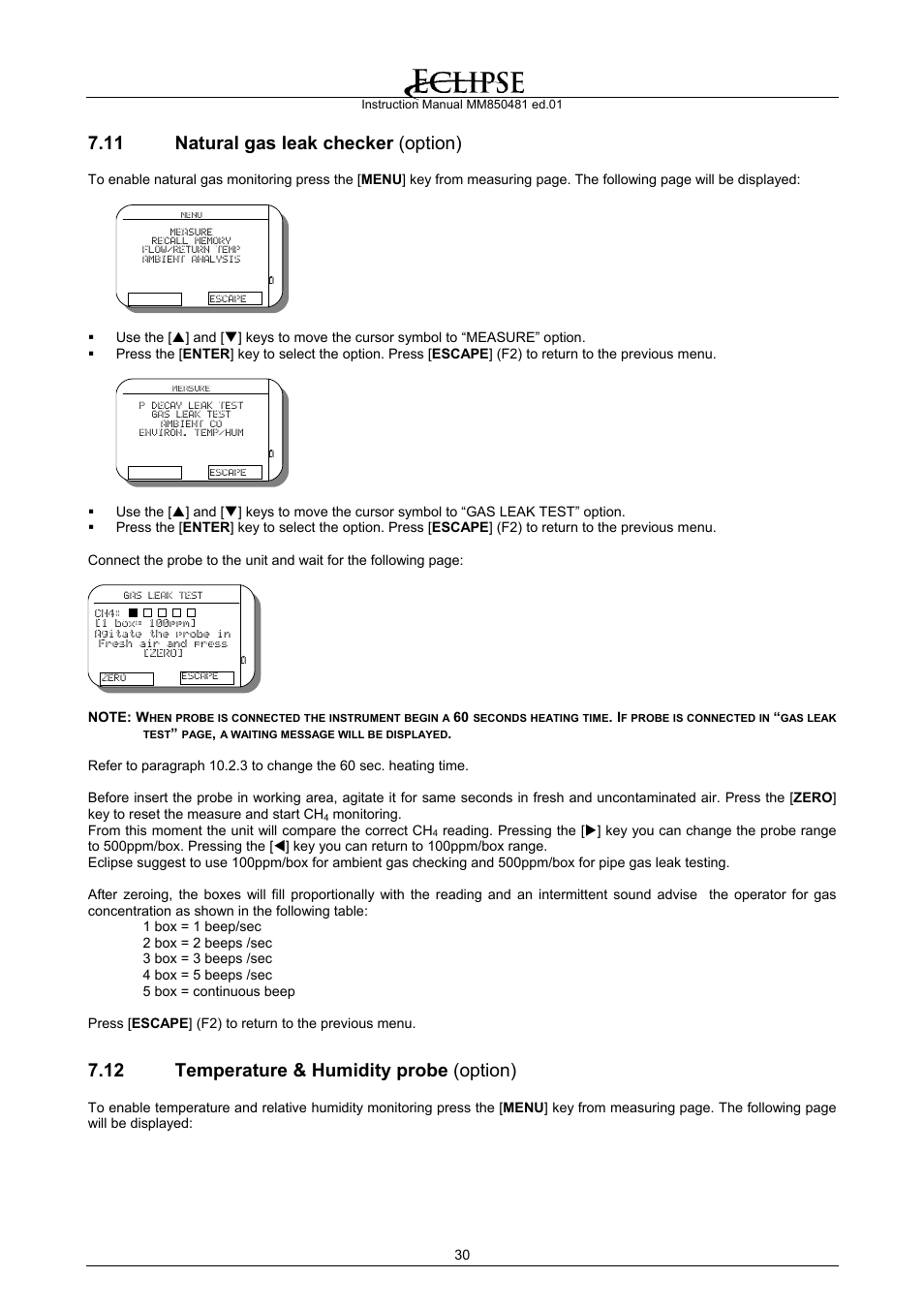 Natural gas leak checker (option), Temperature & humidity probe (option), 11 natural gas leak checker (option) | 12 temperature & humidity probe (option) | Eclipse Combustion EGA4 User Manual | Page 30 / 50