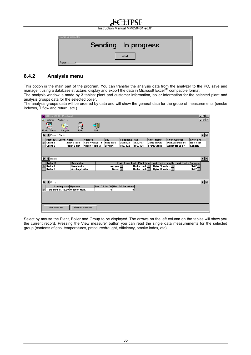 Analysis menu, 2 analysis menu | Eclipse Combustion EGA4 User Manual | Page 35 / 50