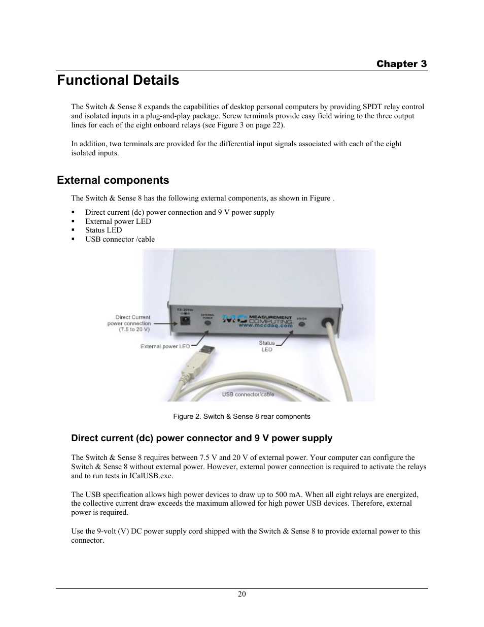 Functional details, External components, Chapter 3 | Measurement Computing SWITCH User Manual | Page 20 / 34