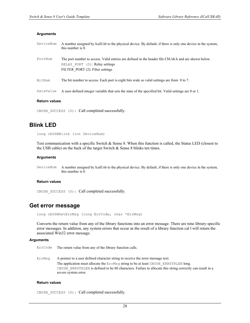 Blink led, Get error message | Measurement Computing SWITCH User Manual | Page 28 / 34