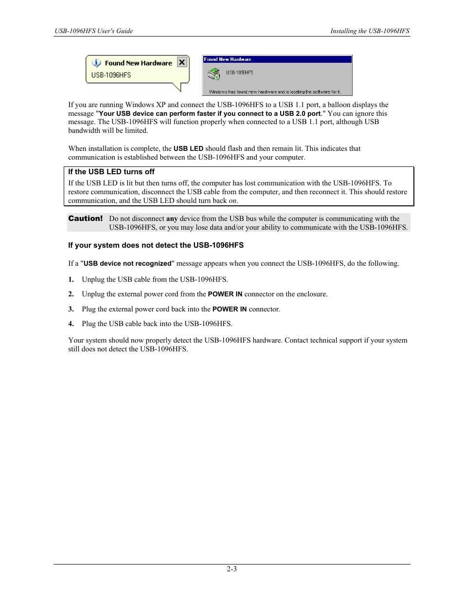 If your system does not detect the usb-1096hfs | Measurement Computing USB-1096HFS User Manual | Page 13 / 27