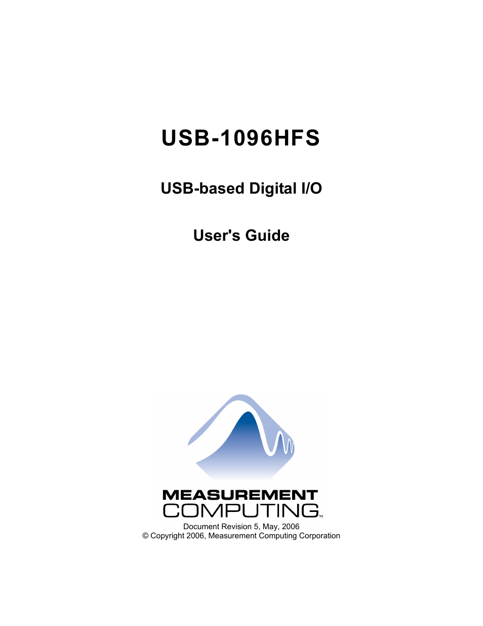 Usb-1096hfs, Usb-based digital i/o user's guide | Measurement Computing USB-1096HFS User Manual | Page 2 / 27