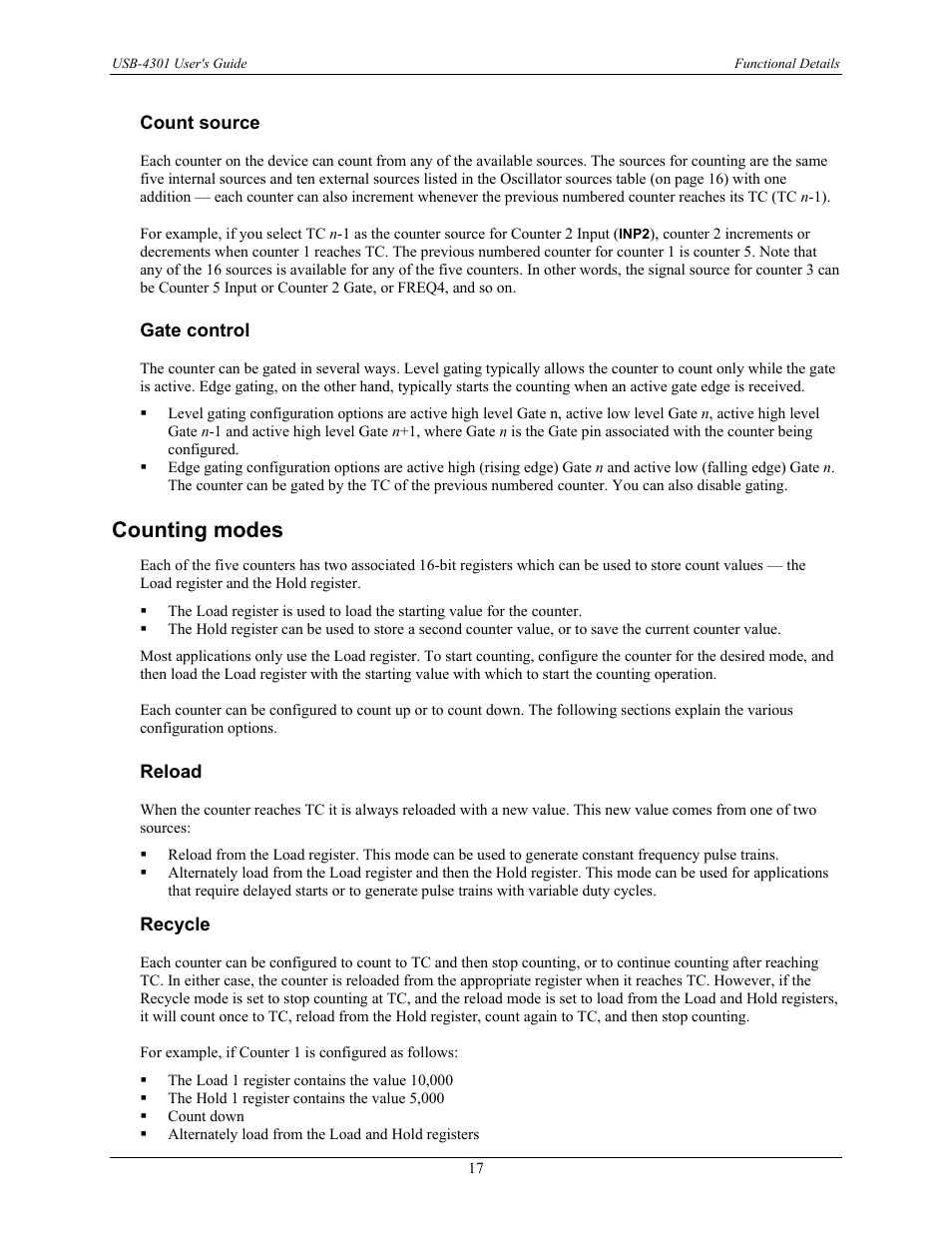 Counting modes | Measurement Computing USB-4301 User Manual | Page 17 / 27