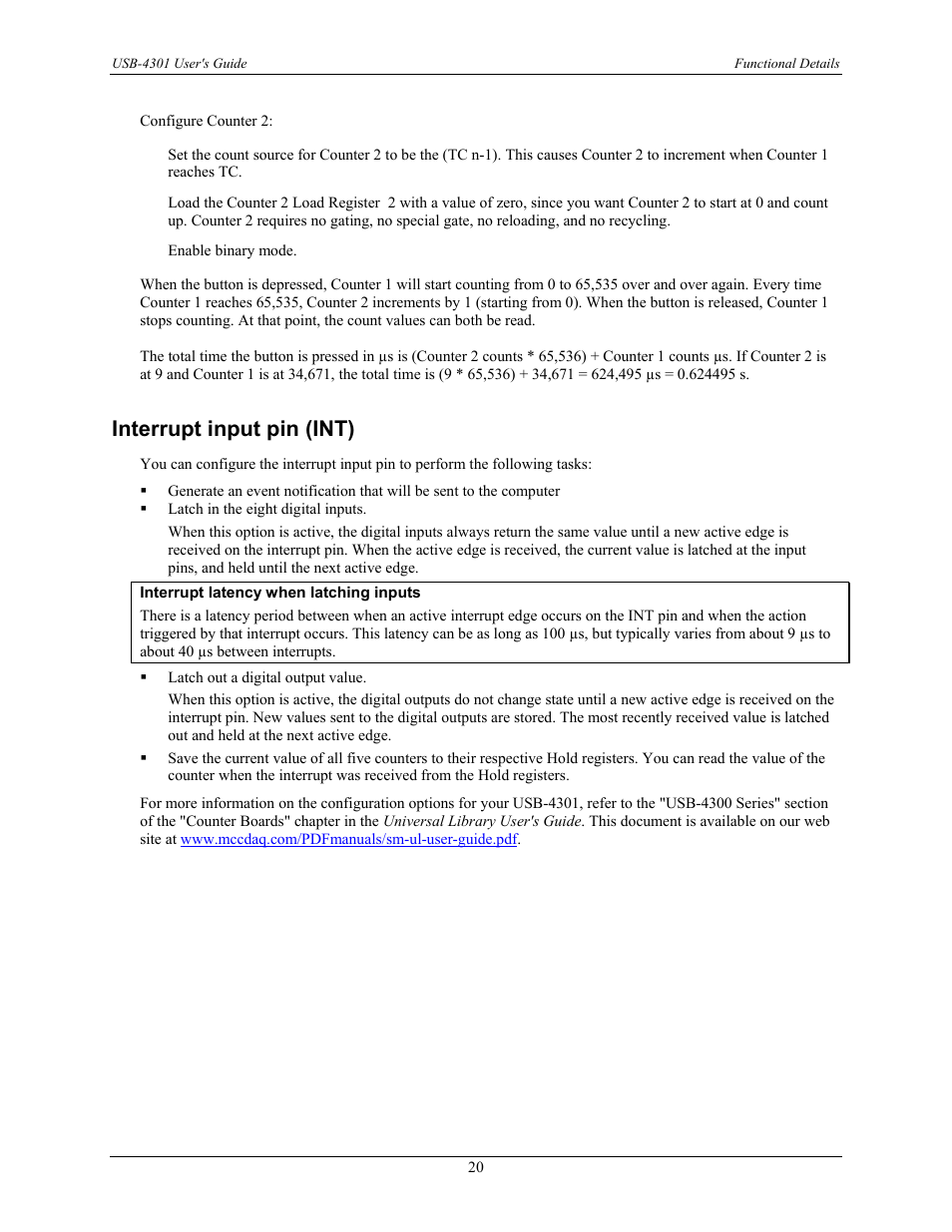 Interrupt input pin (int) | Measurement Computing USB-4301 User Manual | Page 20 / 27