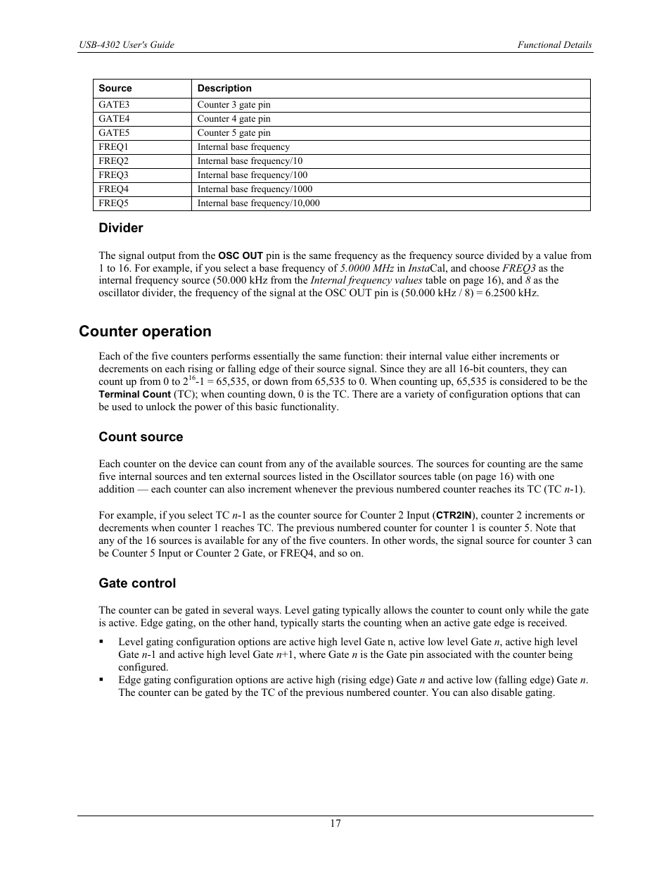 Counter operation | Measurement Computing USB-4302 User Manual | Page 17 / 28
