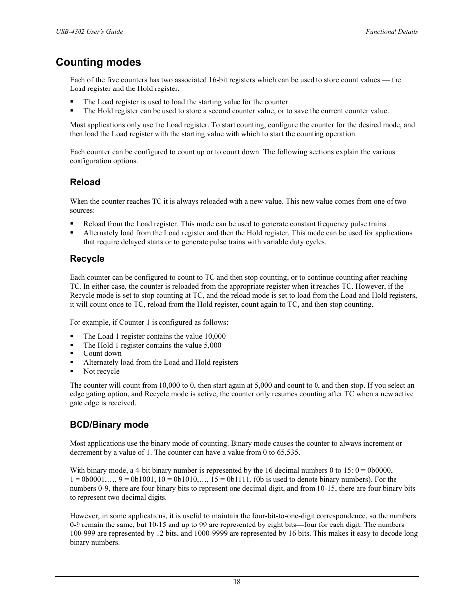 Counting modes | Measurement Computing USB-4302 User Manual | Page 18 / 28