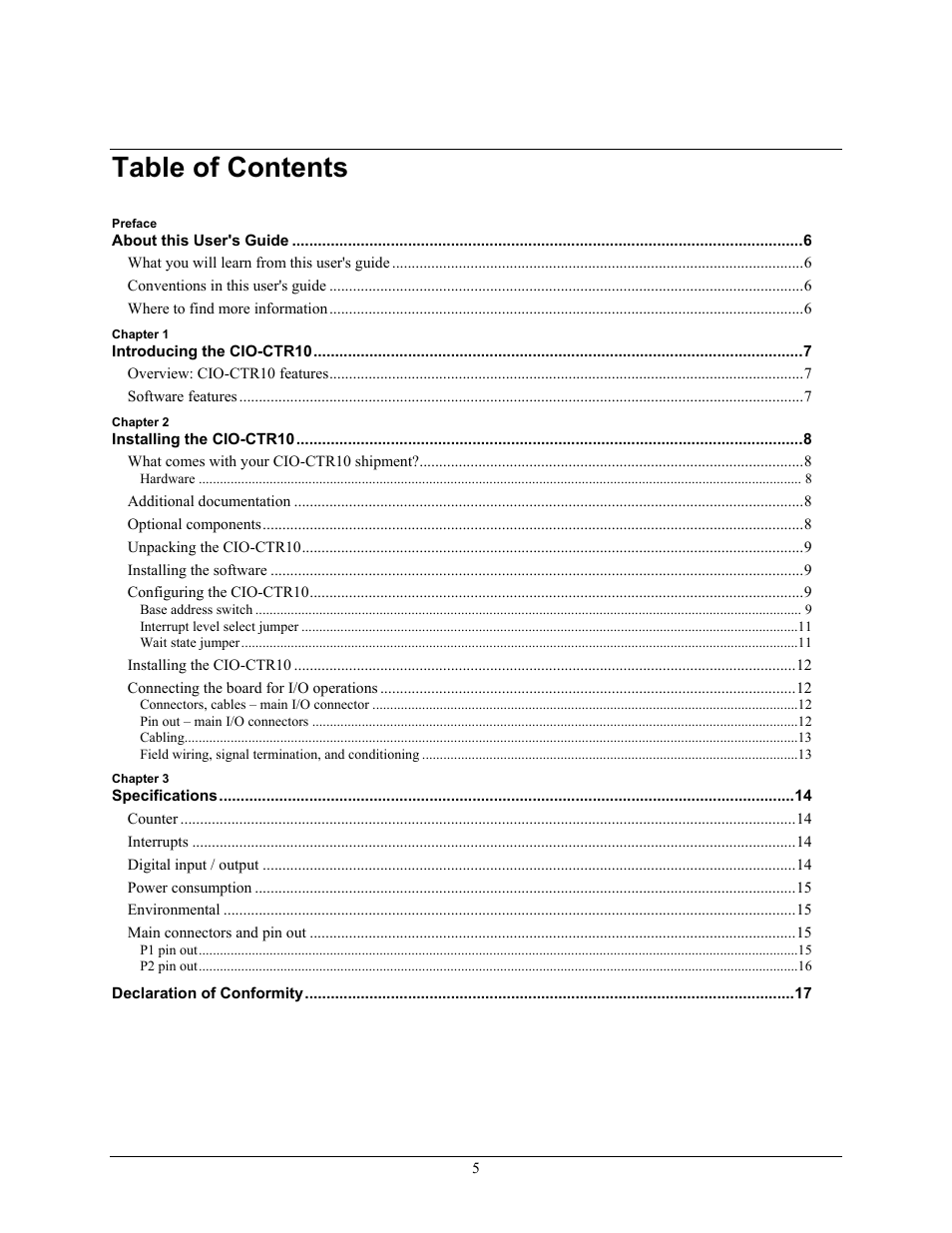 Measurement Computing CIO-CTR10 User Manual | Page 5 / 18