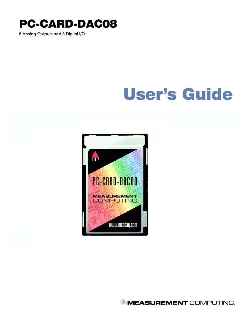 Measurement Computing PC-CARD-DAC08 User Manual | 20 pages
