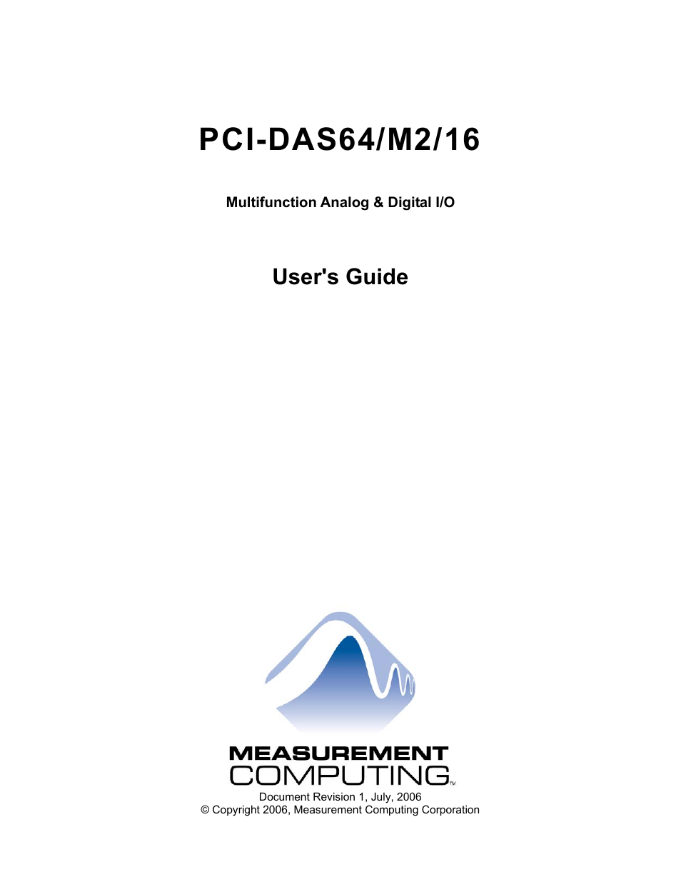 User's guide | Measurement Computing PCI-DAS64/M2/16 User Manual | Page 2 / 36