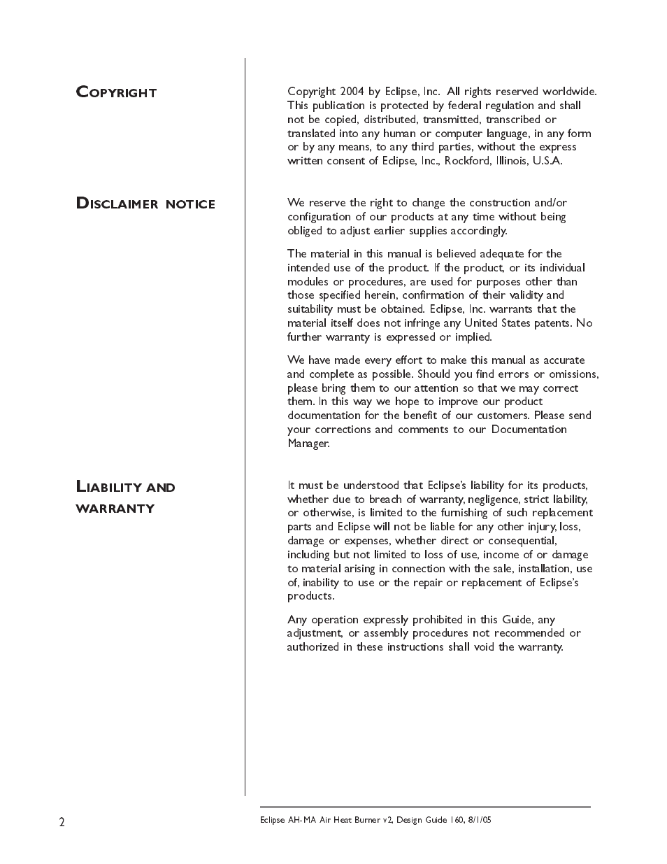 Eclipse Combustion AIRHEAT AH-MA User Manual | Page 2 / 26